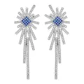 Elegante lange Zirkonia Ohrringe mit blauem quadratischem Stein für Damen Party Geschenk. - Blau