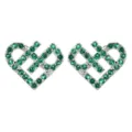 Elegante grüne Kristall Herz Ohrringe in Silber, modischer Schmuck für Damen und Partys. - Grün