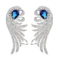 Elegante Flügel Ohrringe mit funkelndem Zirkonia und blauem Stein für Damen und Partys. - Blau