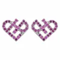 Charmante rosa Pave Herz Ohrstecker, silberner Metall modischer Schmuck fur Damen geschenk. - Rot