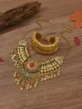 Vintage ethnischer Stil goldfarbene Legierung Halskette und Armband Schmuck Set. - Antik Gold Bunt