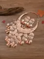 Exquisite rose gold Miao silver ethnic double peacock necklace earrings set detail shot. - Rose Gold