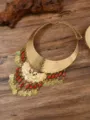 Vintage multi-layer peacock tassel necklace ethnic style gold collar jewelry for women party - Gold + Red