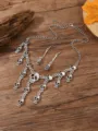 Vintage Halloween mehrschichtig Totenkopf Anhänger Halskette Ohrringe Gothic Schmuck - Antiksilber