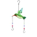 Carillon suspendu colibri en métal avec perles de cristal pour jardin et décoration. - Ornement Colibri (Jaune Vert) / Avec Chaîne de Perles Octogonales Colorées