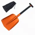 Portable telescopic aluminum alloy snow shovel, collapsible ice shovel for car and outdoor. - Orange Snow Shovel / Cloth Bag Packing / Orange
