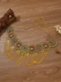 Bohemian ethnic coin tassel belly dance waist chain retro metal body jewelry for women - Antique Gold With Multicolor Rhinestone