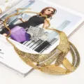 Vintage punk gold tone statement necklace with geometric rhinestone crystal design for women fashion. - Antique Gold