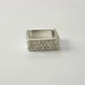 Square rhinestone alloy scarf ring and napkin buckle, elegant silver tone fashion accessory. - S / Silver