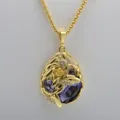 Elegant gold-plated crystal sweater chain with wheat and flower pendant for women fashion. - Purple