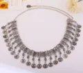 Retro silver metal coin belly chain tassel waist jewelry for women fashion accessory - Antique Silver
