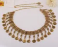 Vintage gold coin belly chain, bohemian tassel waist belt for women fashion body jewelry. - Antique Gold