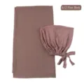 Chiffon hijab en band cap set, maleisische lange sjaal en bijpassende muts voor dames. - Pijnboomors
