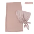 Chiffon Hijab met gestrikte muts set moslim lange sjaal elegante dagelijkse kleding - Oudroze