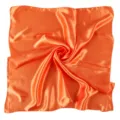 Solid orange square silk satin scarf, elegant fashion hair scarf and neck wrap for women. - Orange