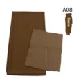 Modal chiffon hijab and inner cap set in brown, comfortable and elegant Islamic headscarf. - A08