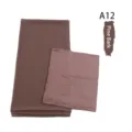 Chiffon Hijab Scarf Set with Inner Cap Pine Bark Color Detail View Muslim Headwear - A12