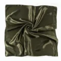 Dark Green Satin Square Scarf, 65x65cm Monochromatic Silk-Feel Neckerchief for Women. - Dark Green