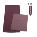 Detail view of the matching chiffon long scarf and inner cap set in dusty orchid color. - A25