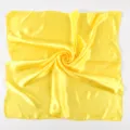 Solid yellow imitation silk square scarf, 65x65cm satin neckerchief for stylish women. - Yellow