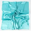 Elegante Foulard Quadrato in Raso Tinta Unita Turchese Sciarpa di Seta Donna Stile - Blu lago
