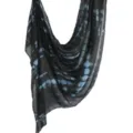 Black and blue tie-dye scarf detail, soft texture fabric drape, stylish accessory for daily wear. - 22