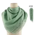 Chiffon geborduurde vierkante sjaal lauriergroen hoofddoek hijab sjaal detailpresentatie - 08