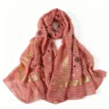 Femme élégant rose feuille imprimé foulard léger loisir voyage mode hijab châle - 180x70cm / 12 Rouge Corail