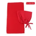 Chiffon Hijab en Strikmuts Set Moslim Lange Sjaal Hoofddoek Elegante Rode Hoofddeksel - Jujube Rood
