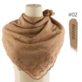 Amandelkleurige chiffon vierkante sjaal met delicate geborduurde kanten rand voor vrouwen - 02