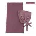 Chiffon hijab en strikmuts set in mauve, elegante lange sjaal voor dagelijks gebruik. - Orchideepaars