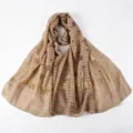 Ελαφφιαστό μαντήλι hijab με χρυσή στάμπα, casual γυναικείο κεφαλοδέσιμο για ταξίδια. - 180x70cm / Χακί