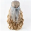 Modieuze strass mesh hoofddoek vrouwen shiny driehoek haar sjaal ademend chic haar - Lichtblauw