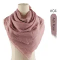 Chiffon embroidered square scarf elegant headscarf floral lace shawl ash rose color new fashion - 04