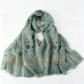 Foulard léger vert et doré pour femmes, écharpe de voyage décontractée pour le quotidien. - 180x70cm / Gris Vert