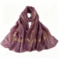 Foulard Imprimé Or Violet Élégant Léger Hijab Femme Voyage Mode Châle Tissu - 180x70cm / Violet Foncé