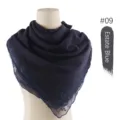 Geborduurde chiffon vierkante sjaal elegante bloemen kant hoofddoek hijab sjaal estate blue - 09