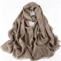 Women's Brown Gold Thread Polka Dot Scarf Rayon Long Shawl with Short Fringe Variant - Purple Embroidery (05)