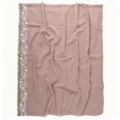 Solid color chiffon long scarf with white floral embroidered lace border, lightweight and breathable shawl. - 07 Nude Pink