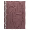 Elegant mauve chiffon scarf with white floral embroidered lace border, lightweight shawl. - 09 Dark Pink