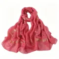 Femme foulard rose imprime bronze leger decontracte hijab echarpe de mode chic. - 180x70cm / Rose