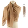 Almond chiffon scarf with heart embroidery, lightweight elegant hijab and stylish women shawl. - Almond