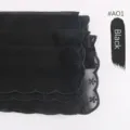 Bufanda de gasa bordada negra hiyab musulmán elegante borde de encaje pañuelo de moda - Negro