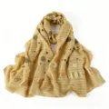 Foulard Imprime Feuille Or Leger Khaki Hijab Elegant Femme Foulard Decoratif Tendance - 180x70cm / Jaune Moutarde