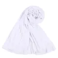 Bufanda larga blanca de modal con pedrería brillante, pañuelo liso elegante para mujer. - Blanco(09)