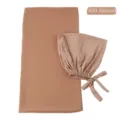 Chiffon Hijab en Binnenmuts met Strik, Islamitische Lange Sjaal en Bonnet in Amandel Kleur - Abrikoos