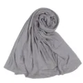 Bufanda hijab de modal de color liso con estrás, elegante estola larga gris para mujer. - Gris (11)