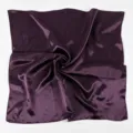 Solid dark purple satin square scarf, 65x65cm smooth silk-feel women neckerchief head wrap. - Deep purple