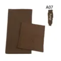 Matching chiffon headscarf and inner cap set, modal chiffon long scarf in fungi brown. - A07