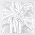 Foulard quadrato in raso tinta unita, elegante sciarpa di seta bianca per donna. - Bianco